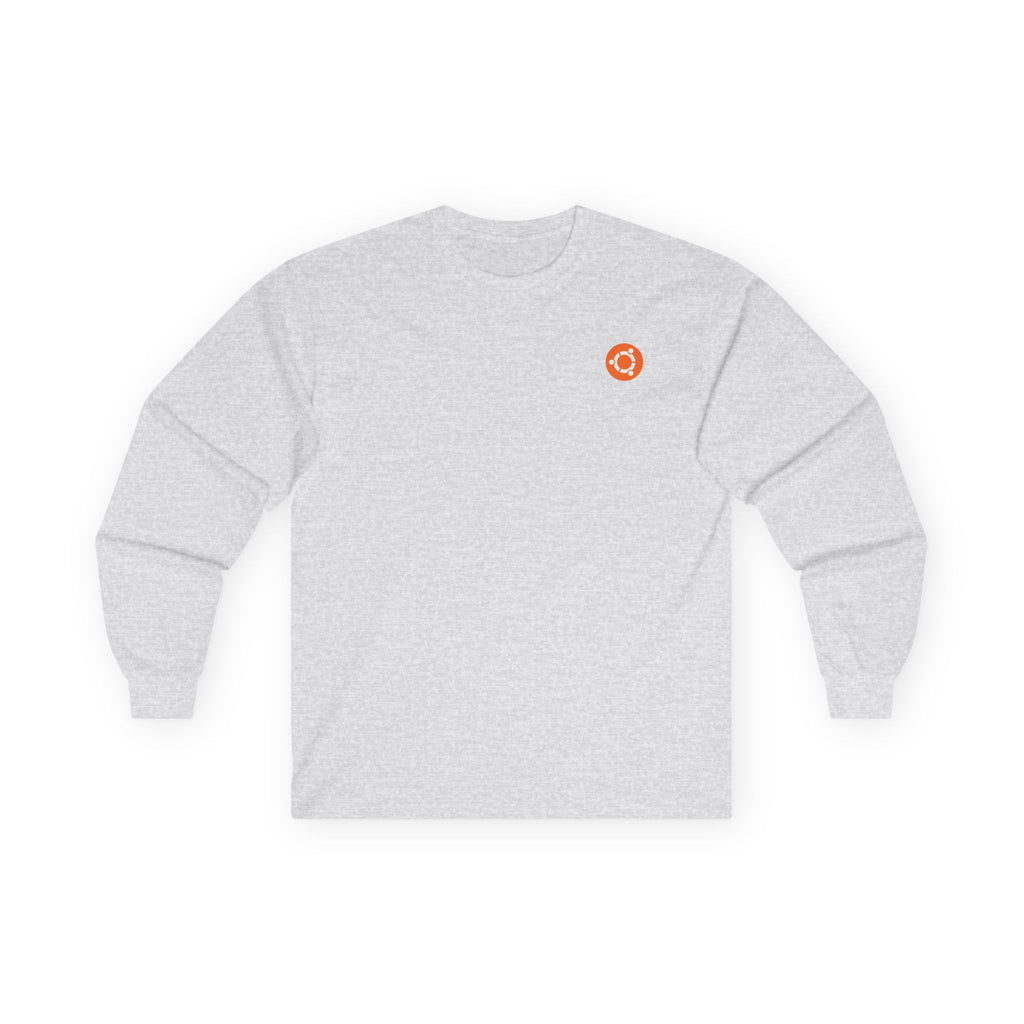 Ubuntu Long Sleeve Tee — ash colorway, back view showing Ubuntu logo