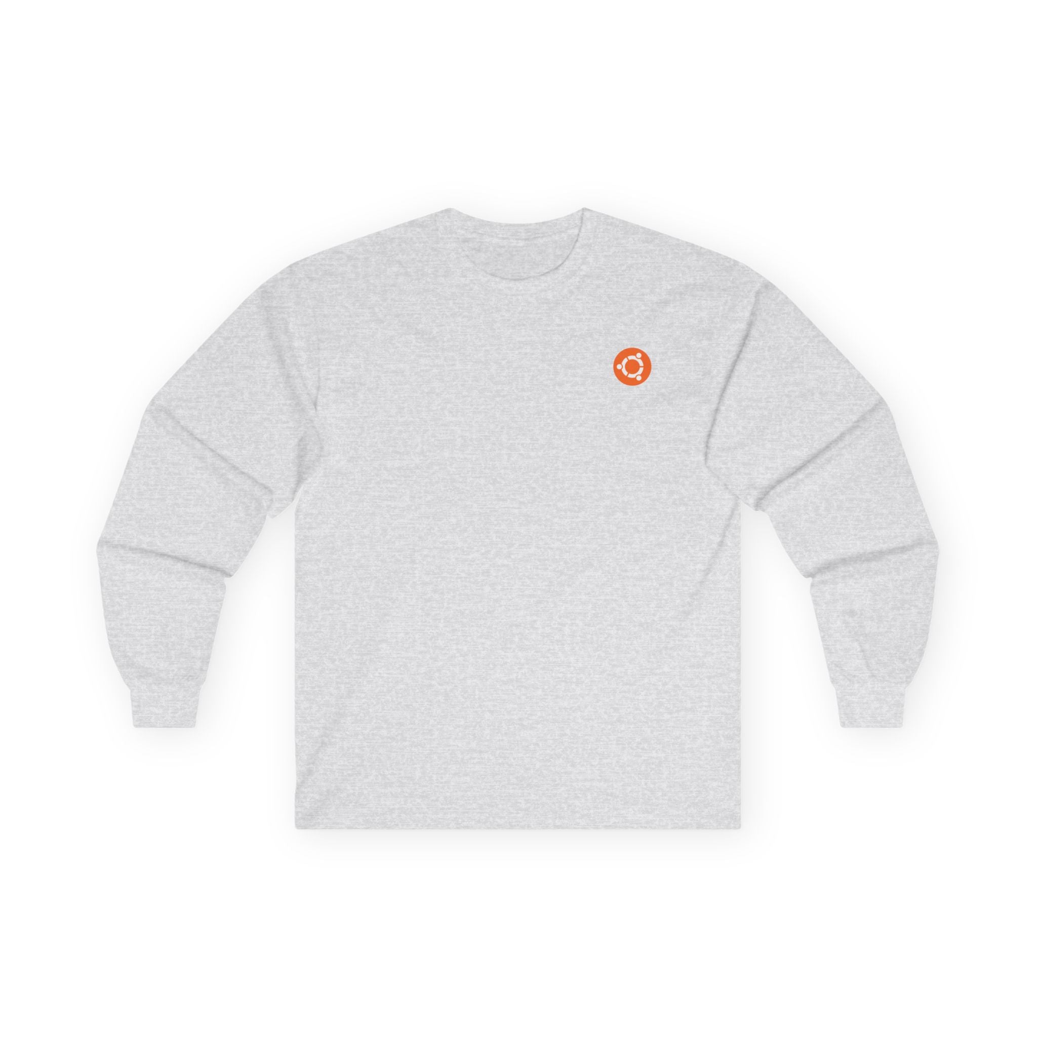 Ubuntu Long Sleeve Tee — ash colorway, back view showing Ubuntu logo