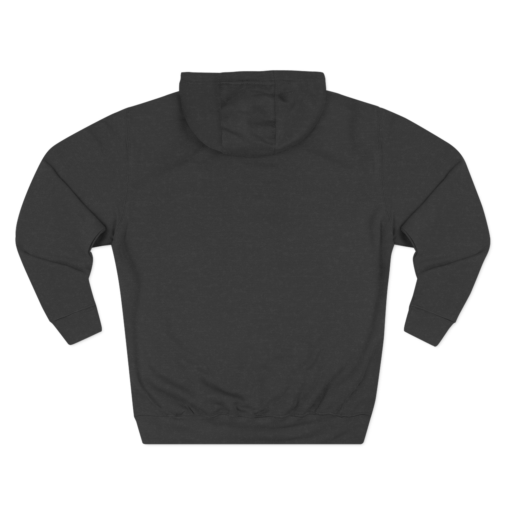 hUnix Charcoal Heather hoodie showing kangaroo pocket and drawstring hood