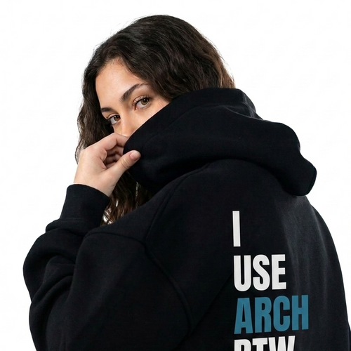 Person wearing a black hoodie with text on the back
