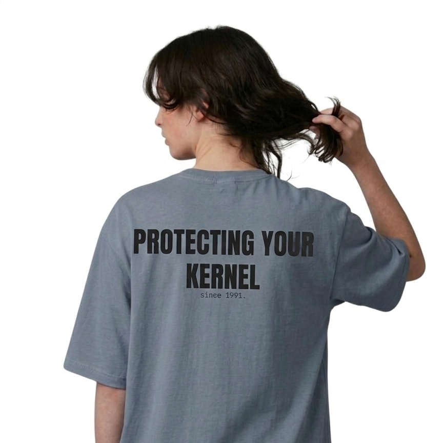 Tux Tee — blue jean, back view showing Linux Tux penguin graphic